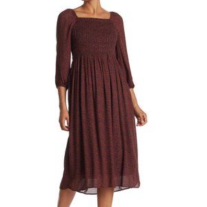 DANIEL RAINN Square Neck Smocked Midi Dress